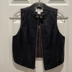 Emanuel - Leather Vest in Navy Blue